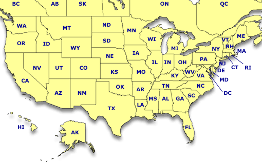Click on a state or province.
