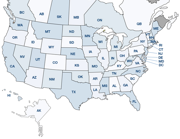 Click on a state or province.